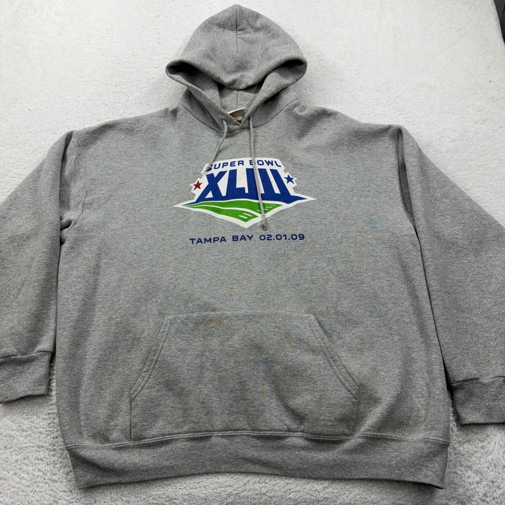 VTG‎ Super Bowl XLIII Tampa Bay 02.01.09 NFL Hoodie Gray XL Men 2009